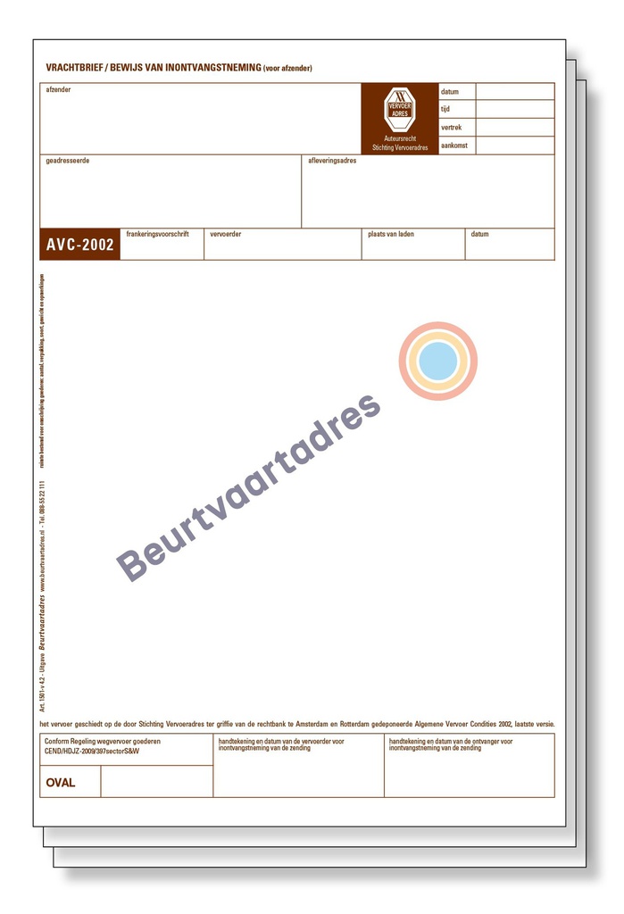 Vervoersdocumenten Beurtvaartadres